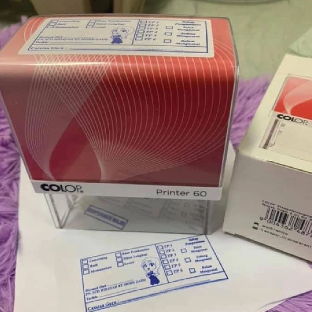 COP GETAH DENGAN DAKWAT COLOP P60 SELF INK STAMP SIZE BESAR 36MM X 75MM - Image 2