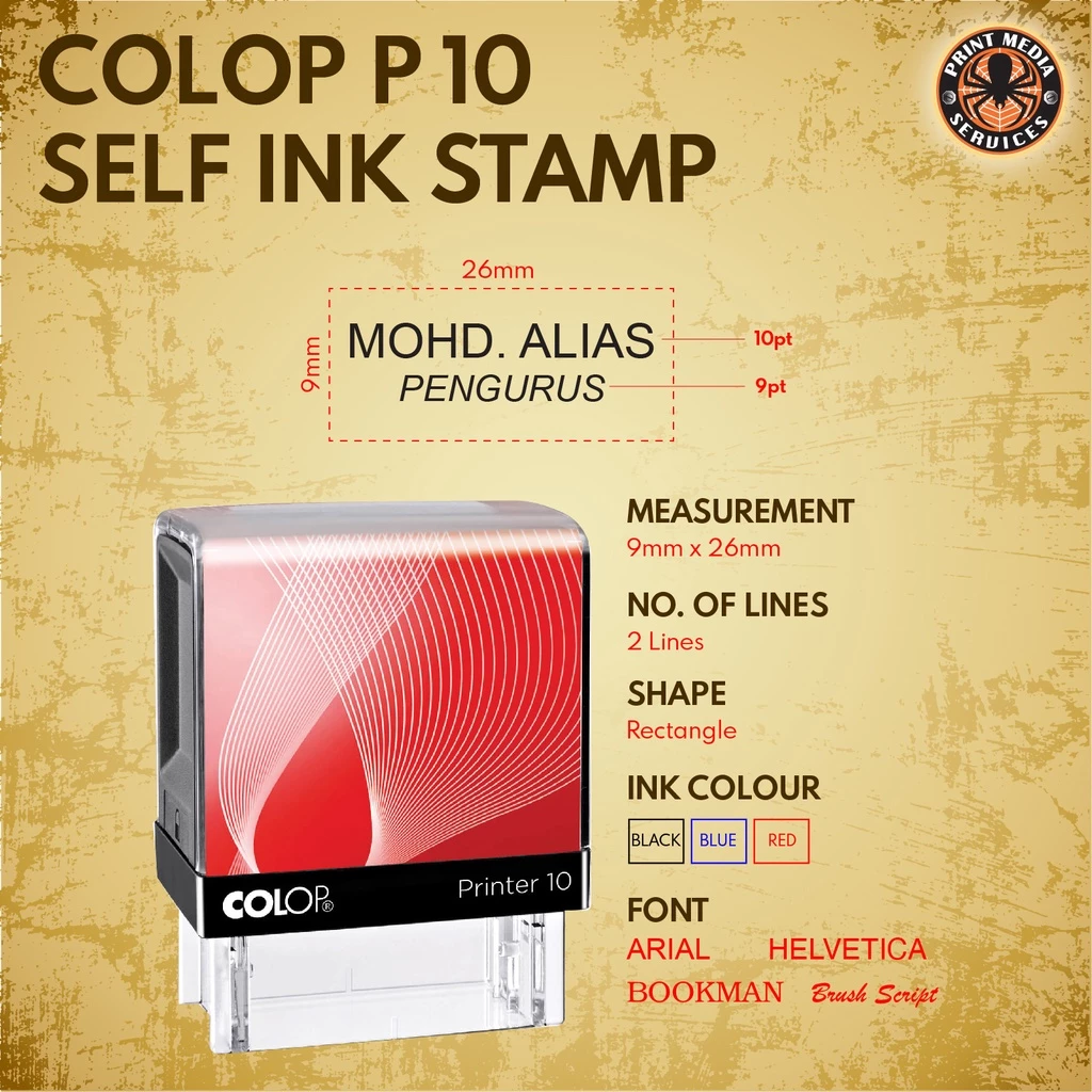 RUBBER STAMP COLOP P10 SELF INK STAMP COP GETAH